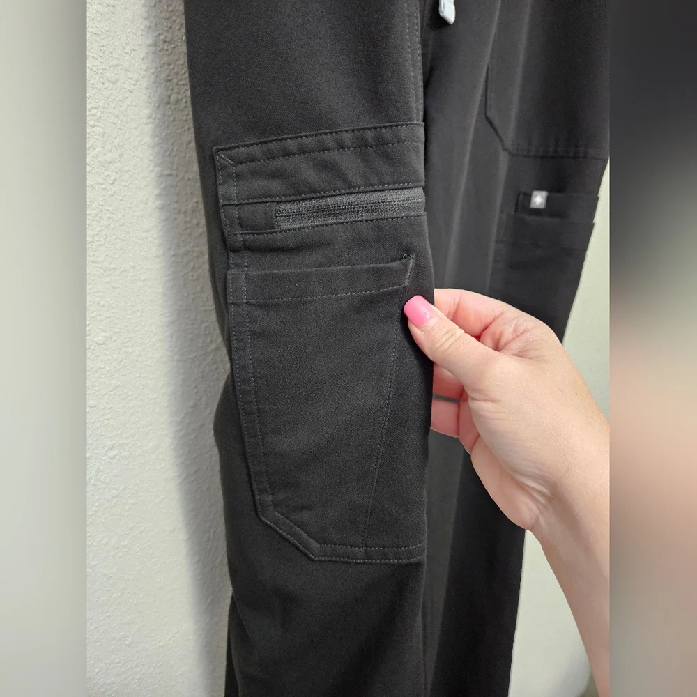 Figs Mens XL Cairo Black Elastic Waist With Zipper Button Scrub Pants Nursing
